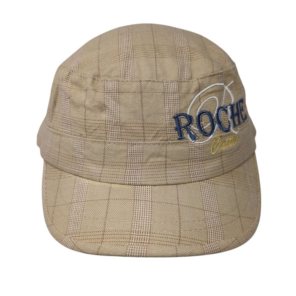 Roche Cattle Strapback Cadet Army Cap Tan OSFA Plaid Adjustable Lined Cotton